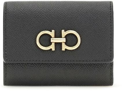 Ferragamo Ferragamo Black Calf Leather Bos Taurus Wallet Zwart