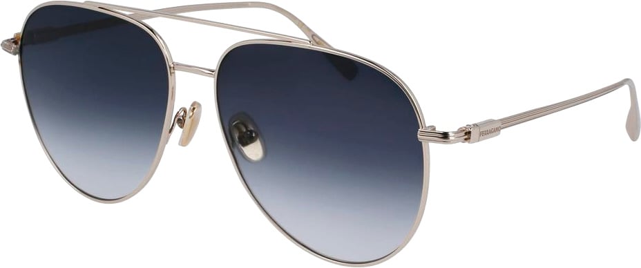 Ferragamo Gold Metal Sunglasses Goud