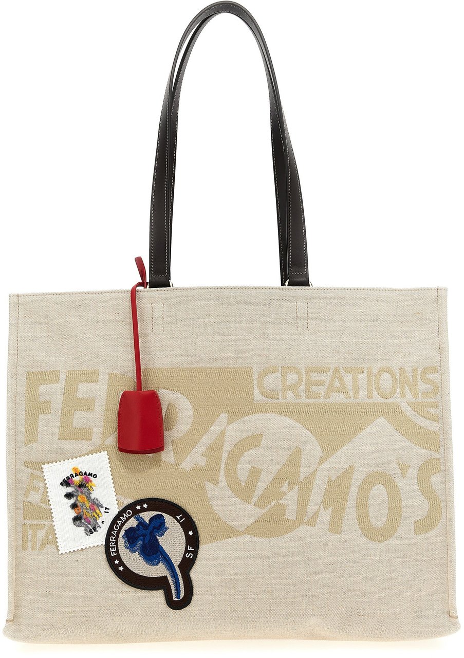 Ferragamo Beige Fabric Tote Bag Beige
