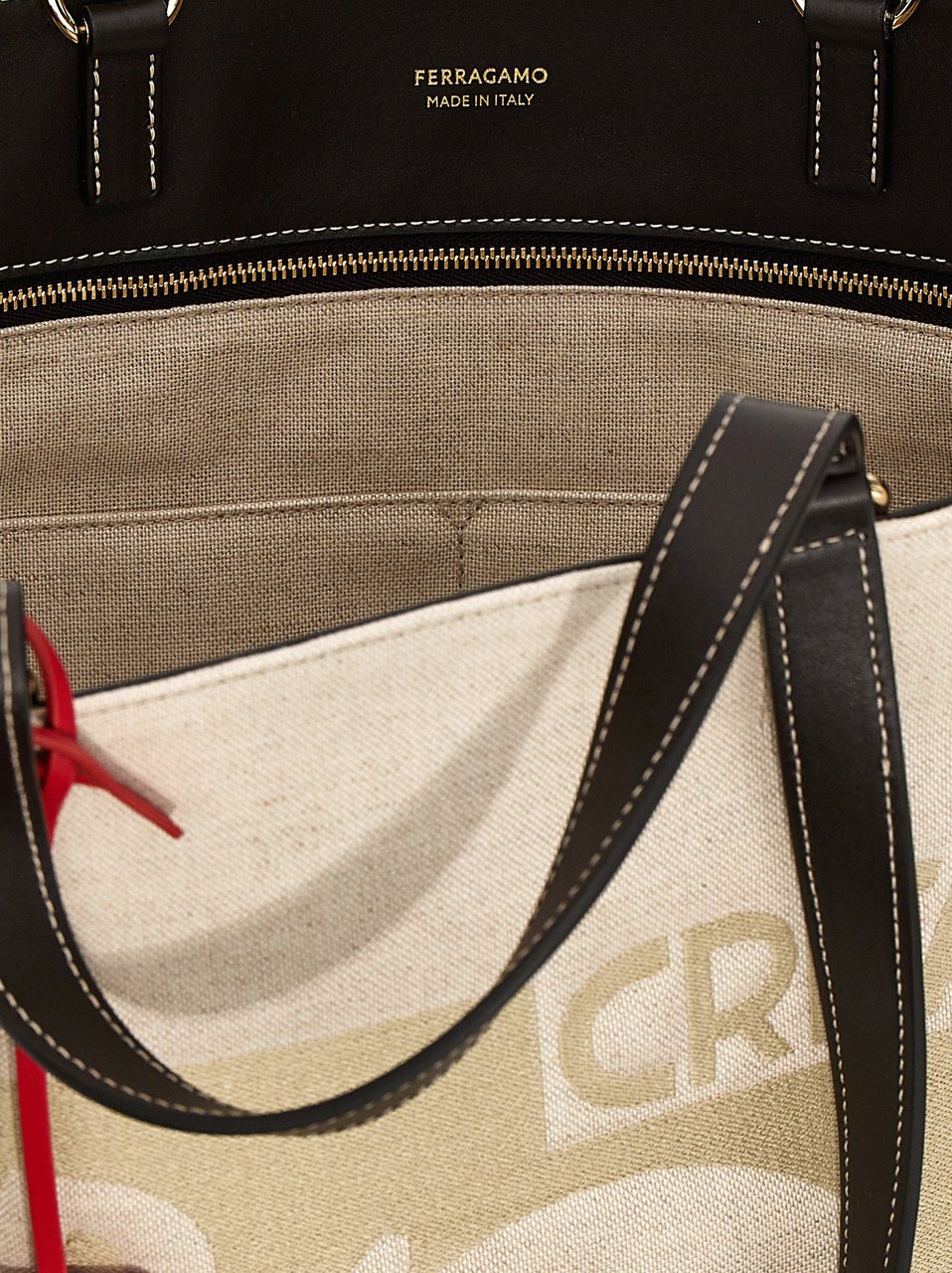 Ferragamo Beige Fabric Tote Bag Beige