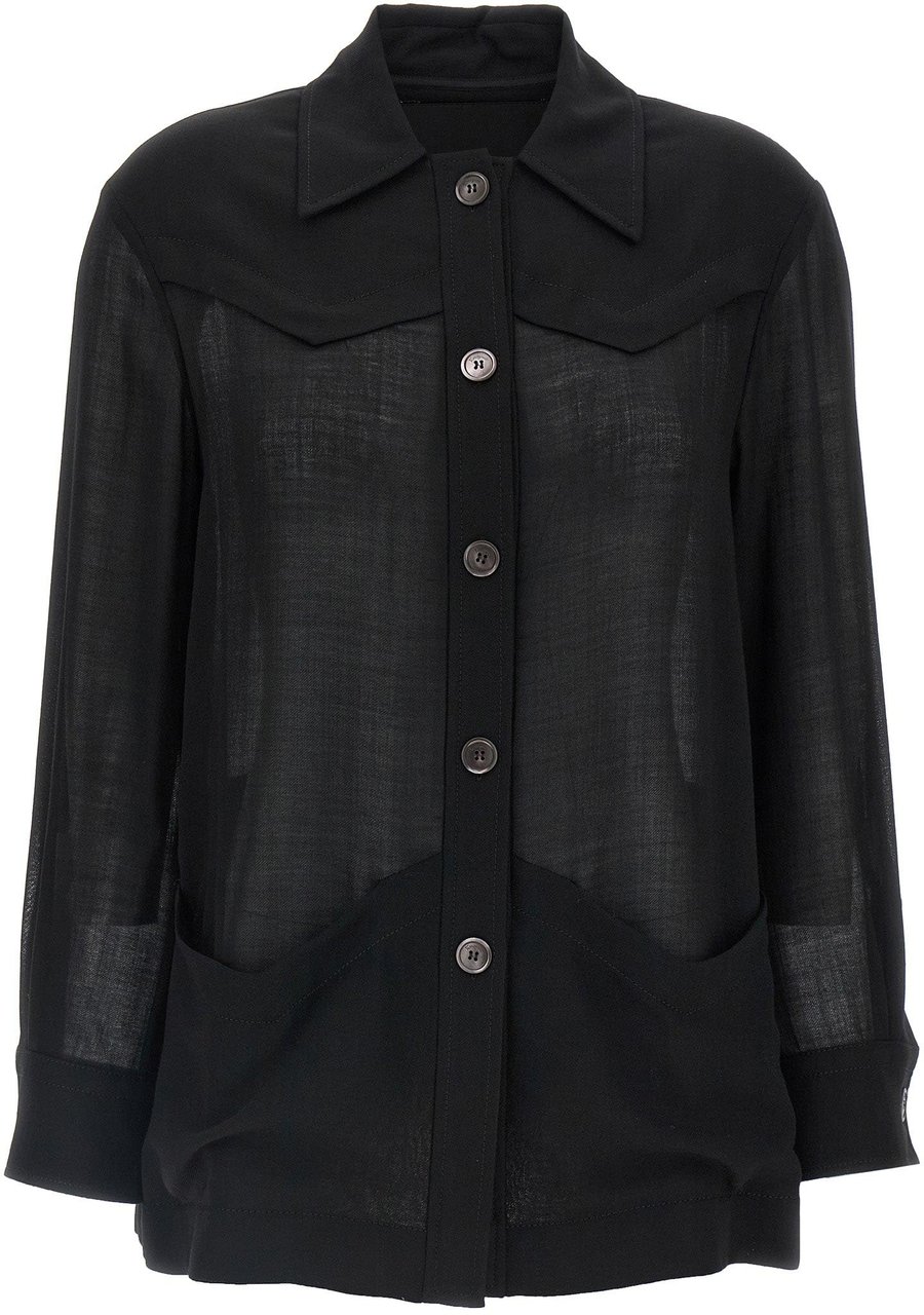 Ferragamo Black Virgin Wool Blouse Zwart