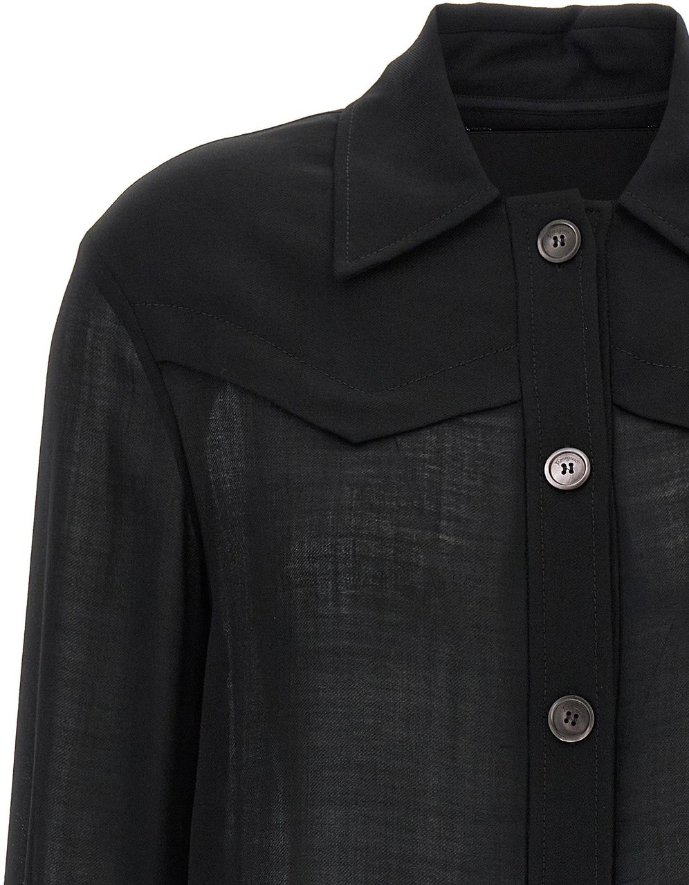 Ferragamo Black Virgin Wool Blouse Zwart