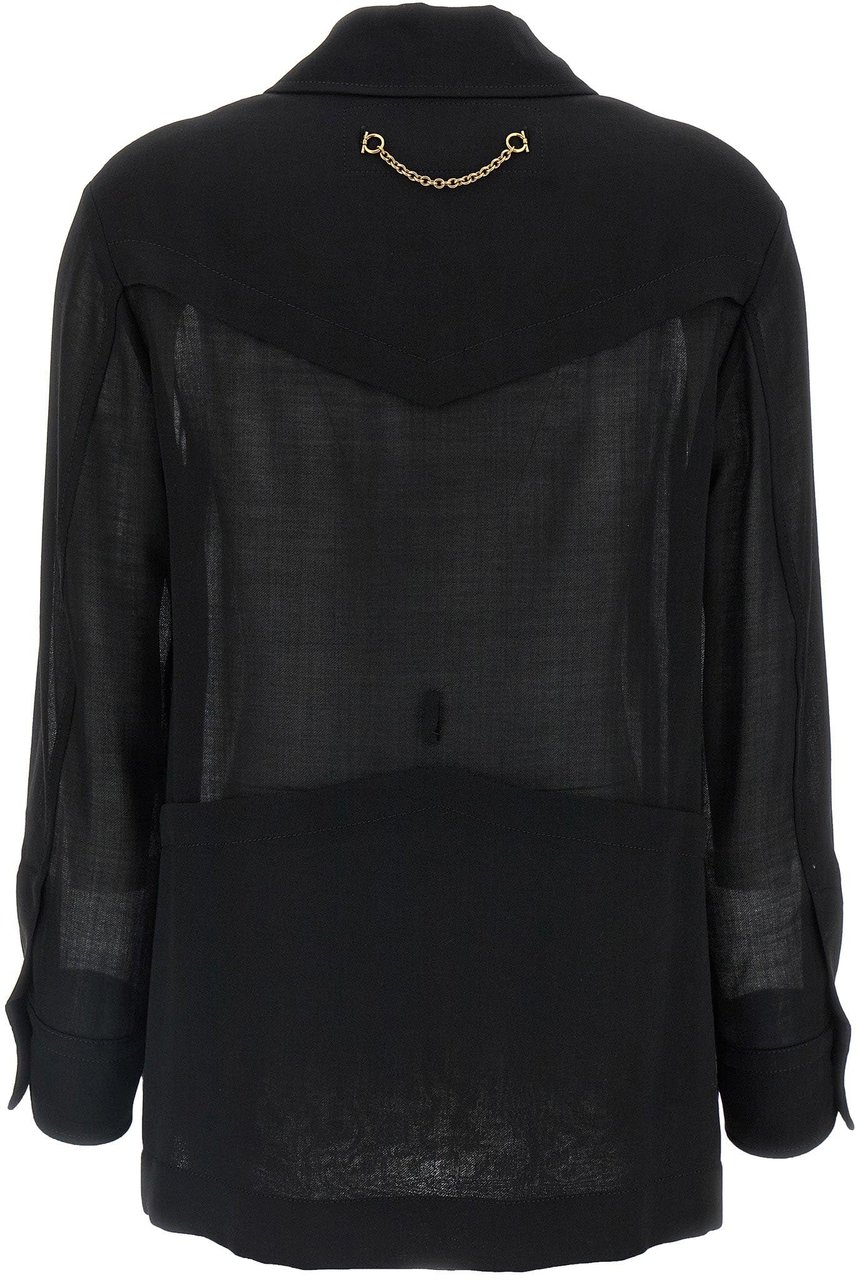 Ferragamo Black Virgin Wool Blouse Zwart