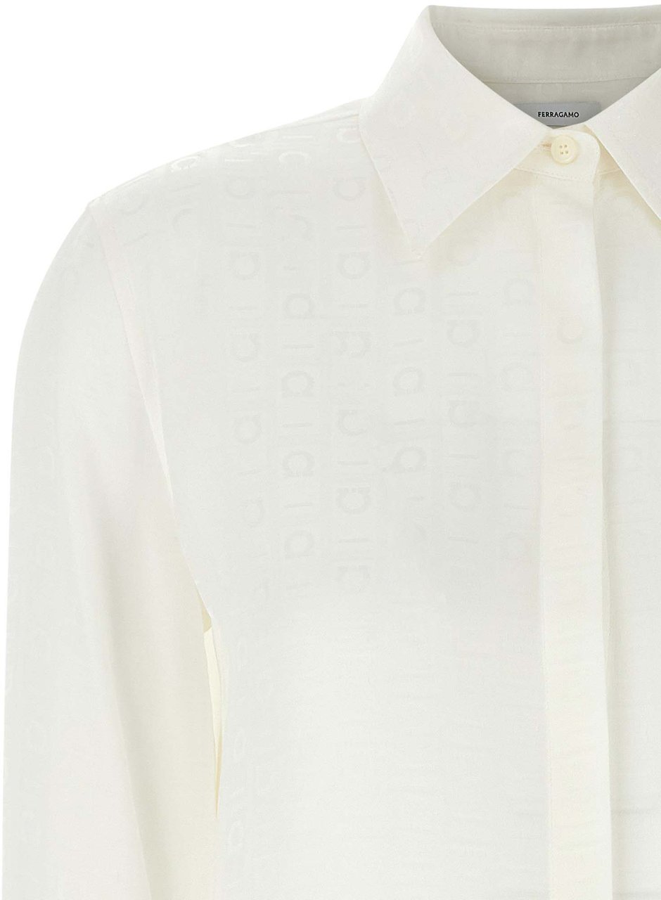 Ferragamo White Silk Blouse Wit