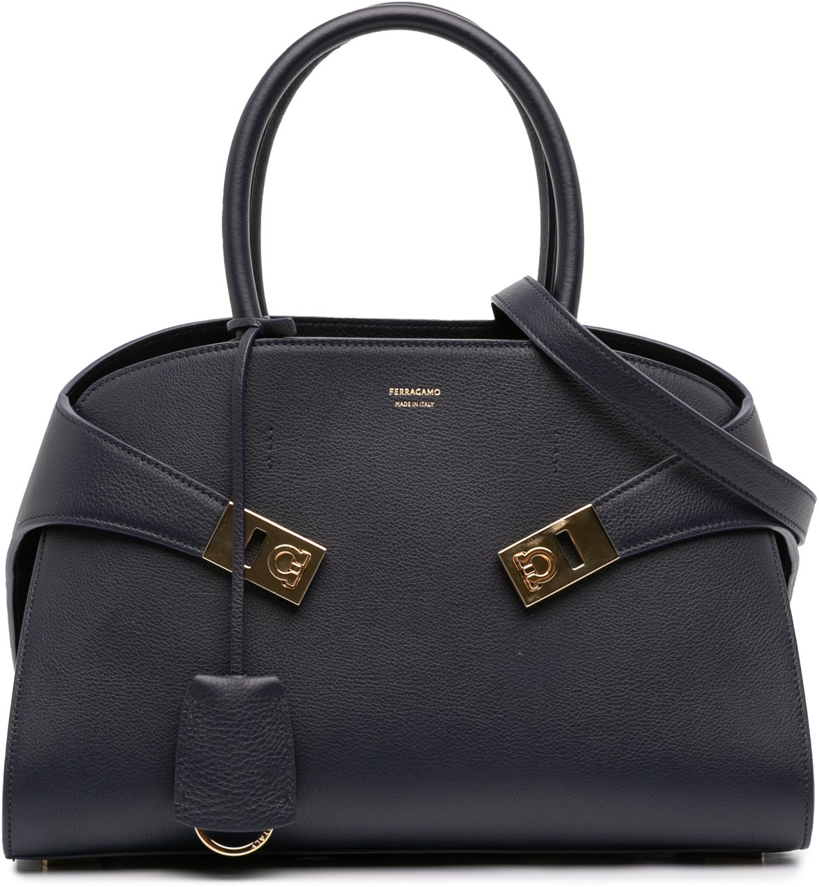 Ferragamo Small Leather Hug Satchel Zwart