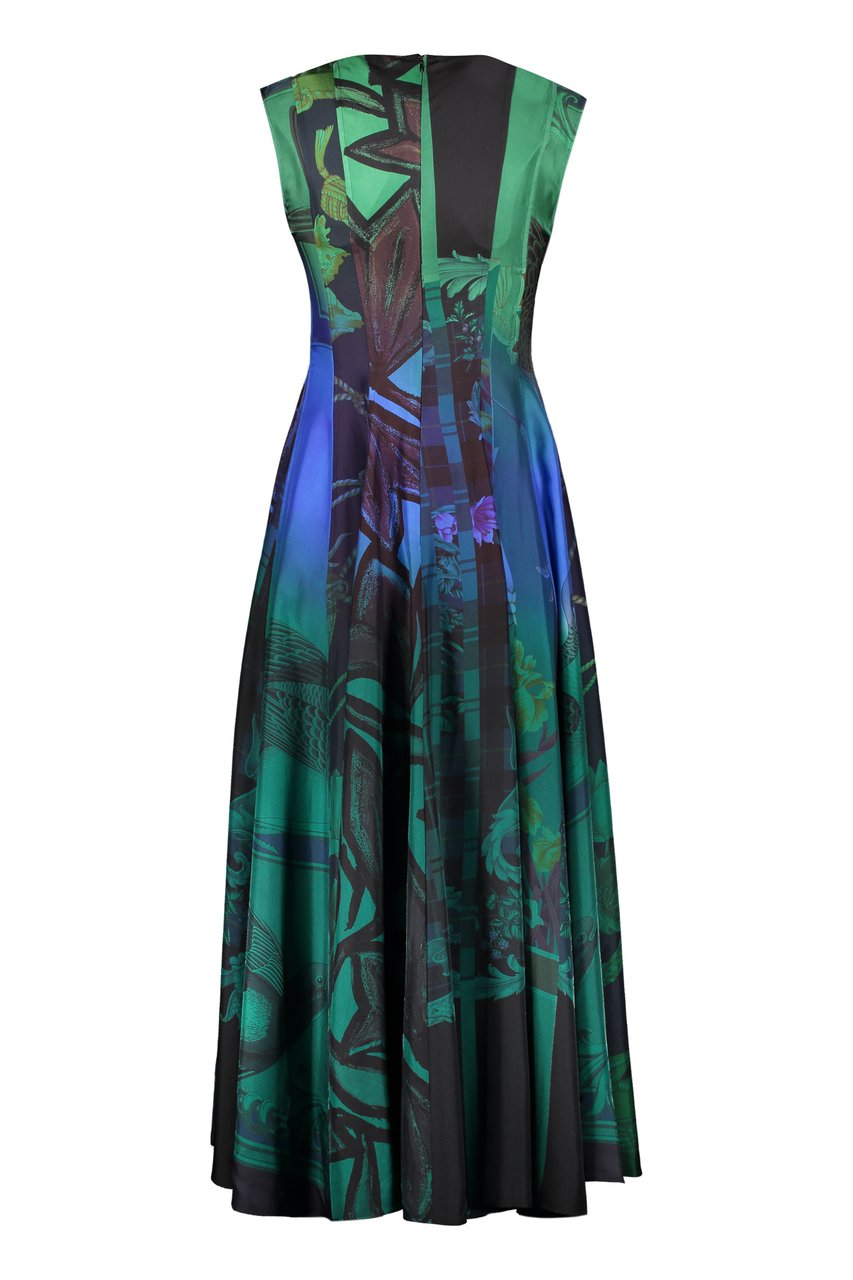 Ferragamo Printed silk dress Blauw