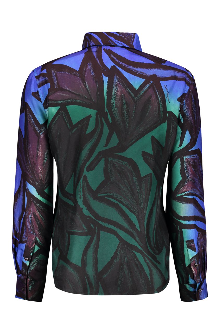 Ferragamo Printed silk shirt Blauw