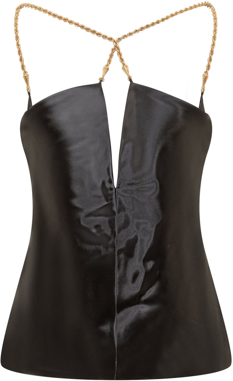 Ferragamo Top con Spalline Bijoux Zwart