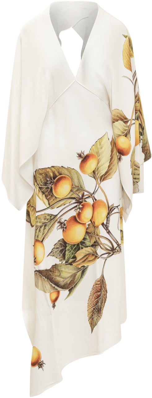 Ferragamo Abito Asimmetrico con Stampa Botanica Wit