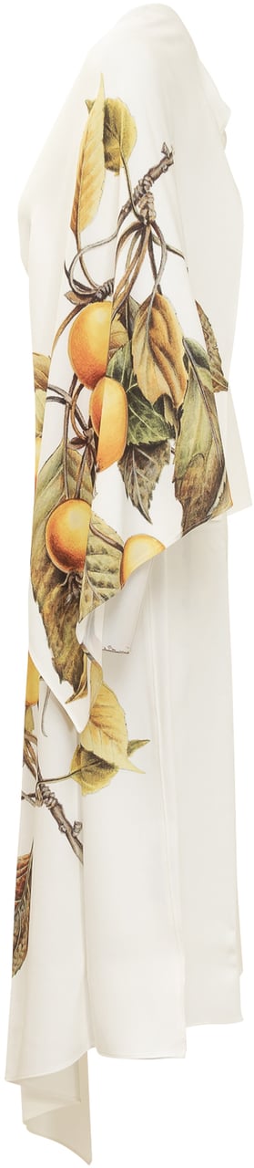 Ferragamo Abito Asimmetrico con Stampa Botanica Wit