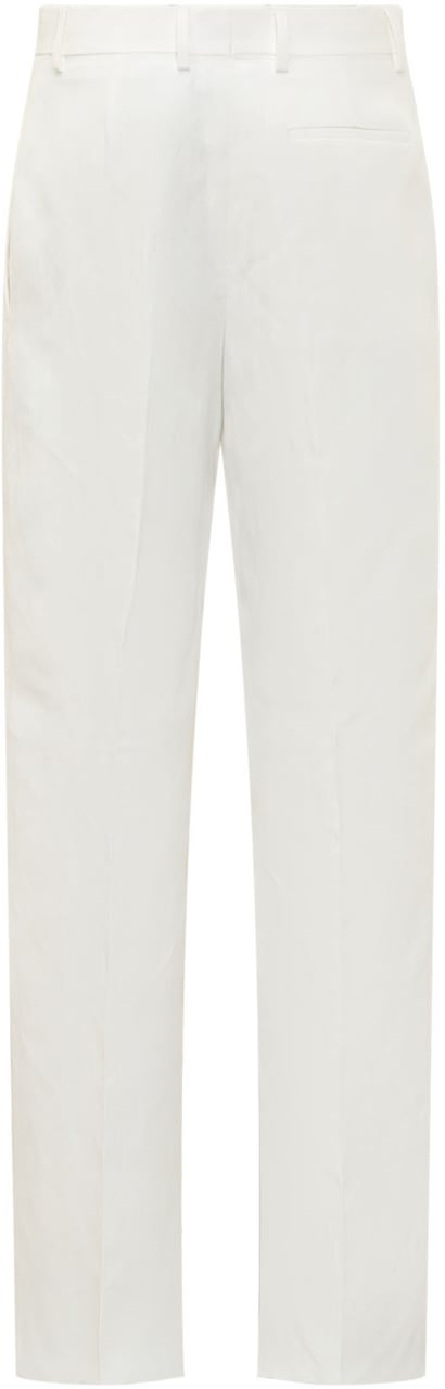Ferragamo Pantalone in Seta e Viscosa Wit