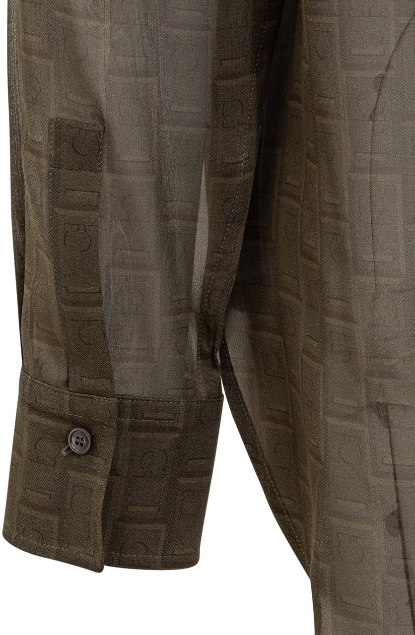 Ferragamo Camicia con Stampa Monogram Groen