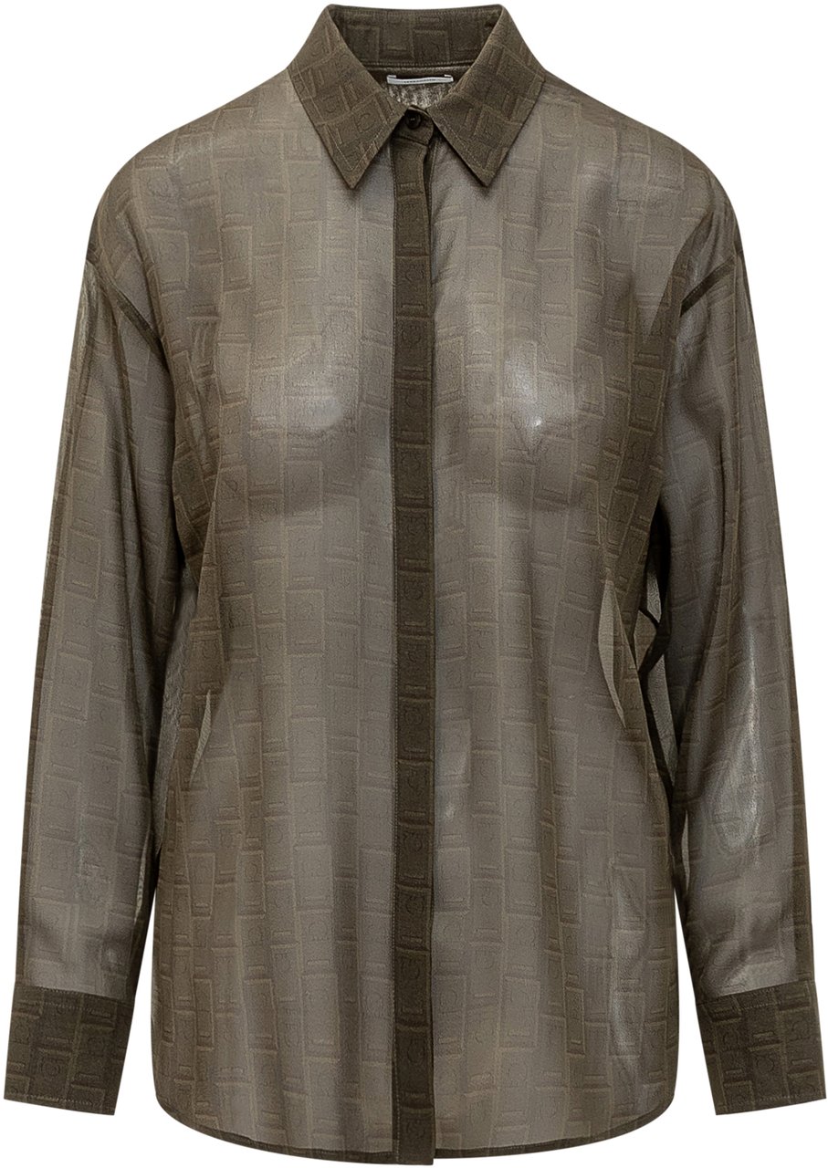 Ferragamo Camicia con Stampa Monogram Groen
