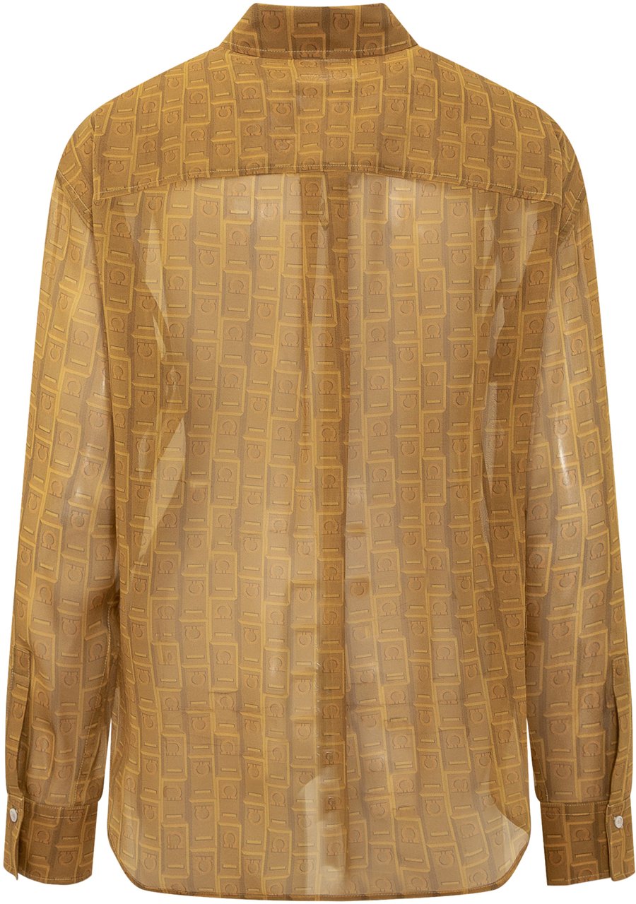 Ferragamo Camicia con Stampa Monogram Geel