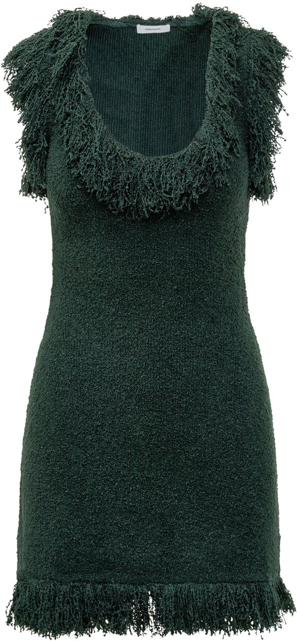 Ferragamo Abito Verde con Frange Ferragamo Groen