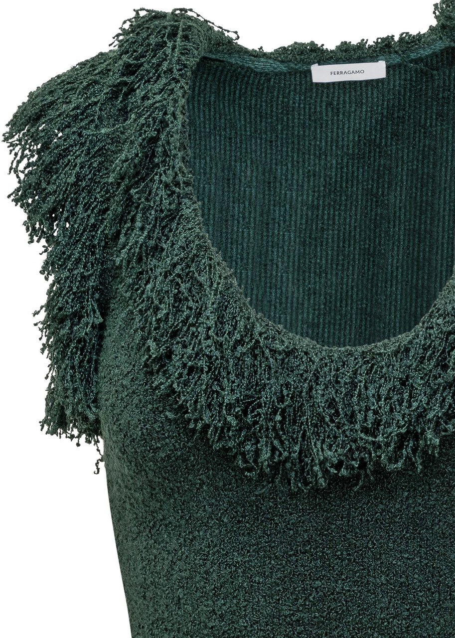 Ferragamo Abito Verde con Frange Ferragamo Groen