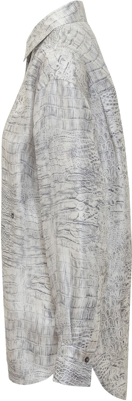 Ferragamo Camicia in Fantasia Animalier Lichtgrijs