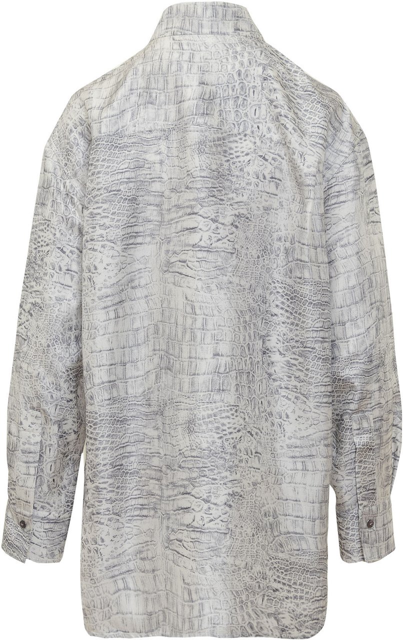Ferragamo Camicia in Fantasia Animalier Lichtgrijs