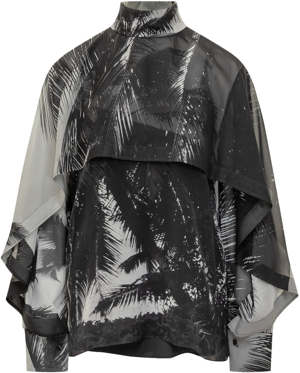 Ferragamo Ferragamo Blusa in Seta con Stampa Palme Zwart