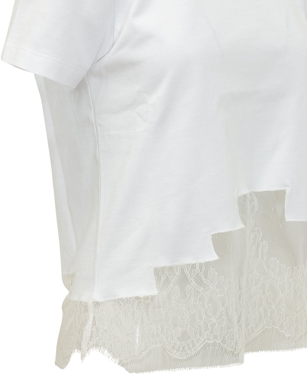 Ferragamo T-shirt con Inserto in Pizzo sul Fondo Wit