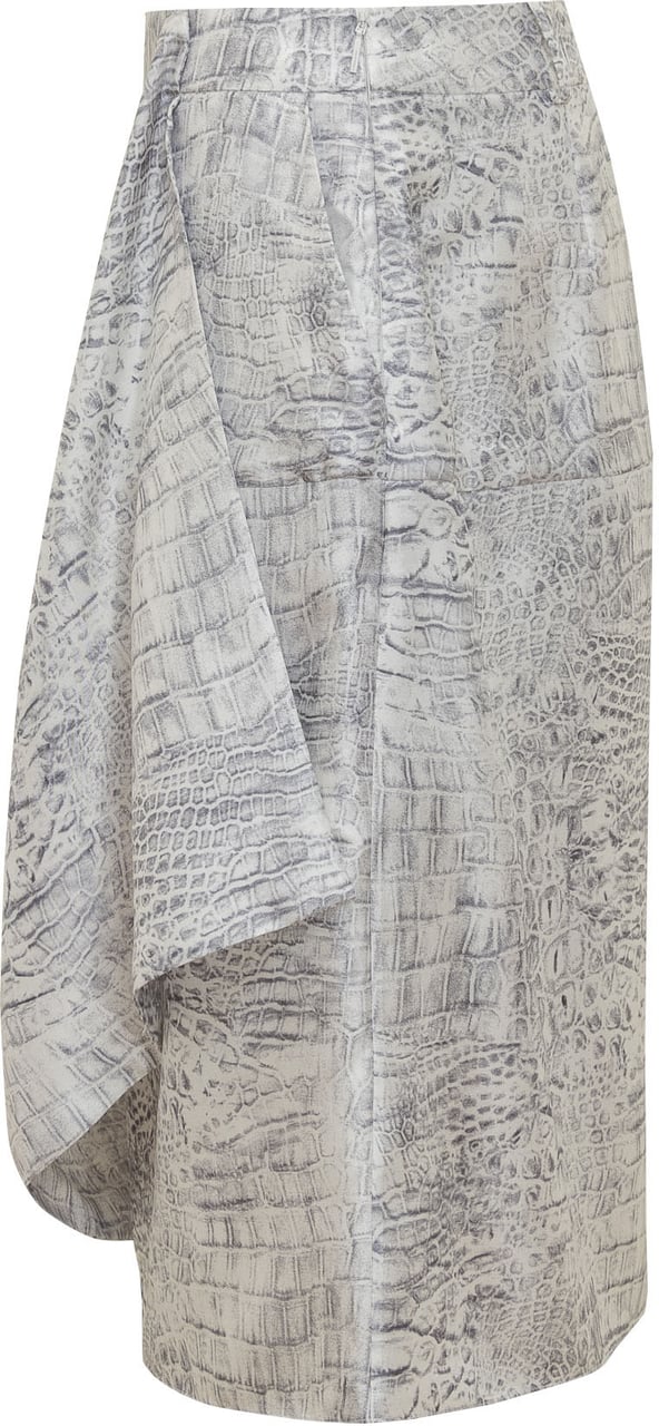 Ferragamo Gonna Drappeggiata con Motivo Animalier Lichtgrijs