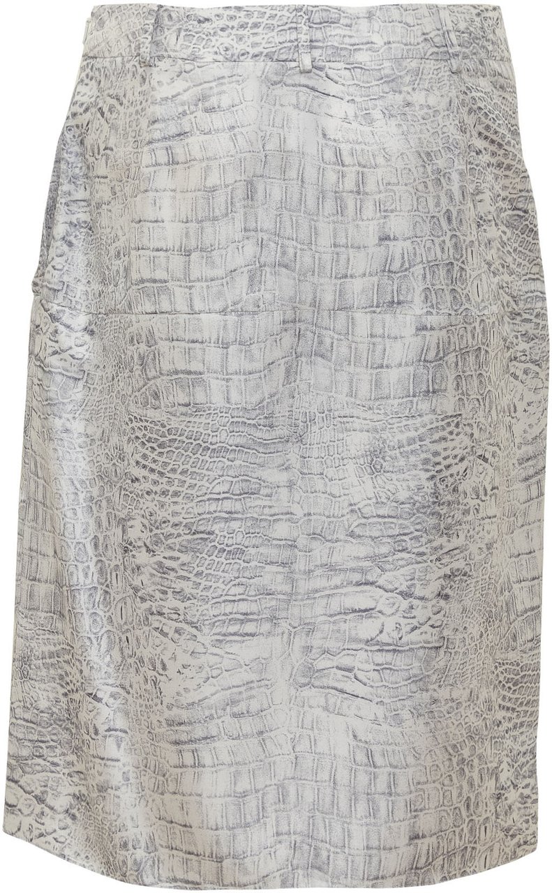 Ferragamo Gonna Drappeggiata con Motivo Animalier Lichtgrijs