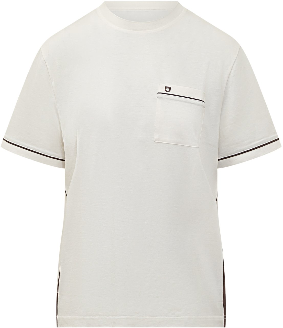 Ferragamo T-shirt con Taschino e Dettagli a Contrasto Wit
