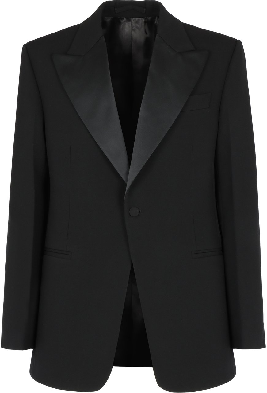Ferragamo Contrasting lapel tuxedo blazer Zwart
