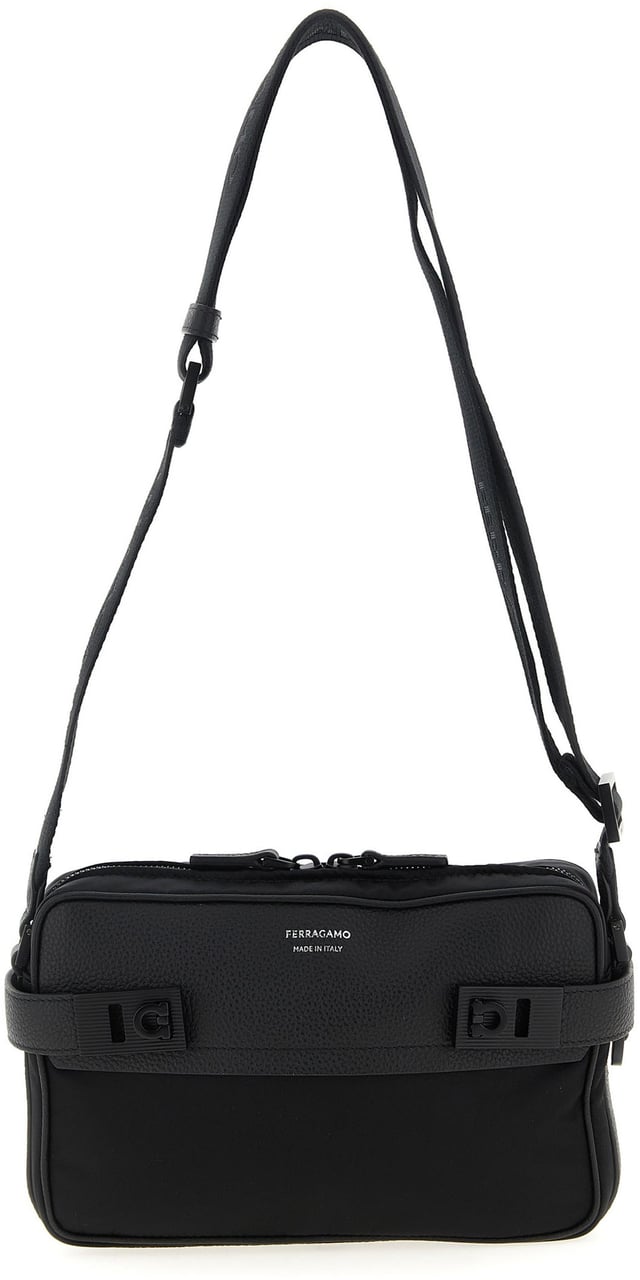 Ferragamo Black Fabric Crossbody Bag Zwart