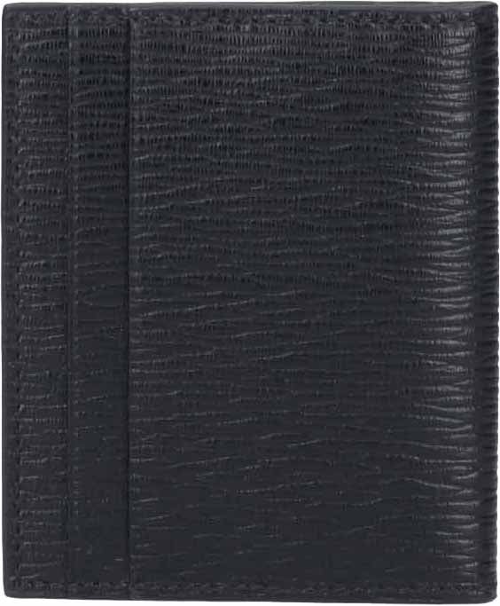 Ferragamo Black Gancini Pebbled Leather Bi-Fold Wallet Zwart