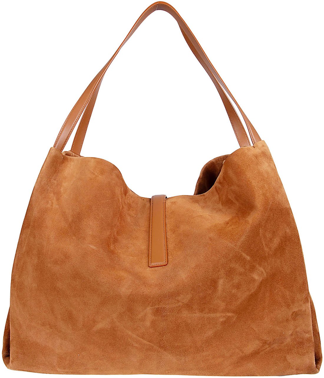 Ferragamo Medium Suede Leather Tote Bag with Gold-tone Hardware Bruin