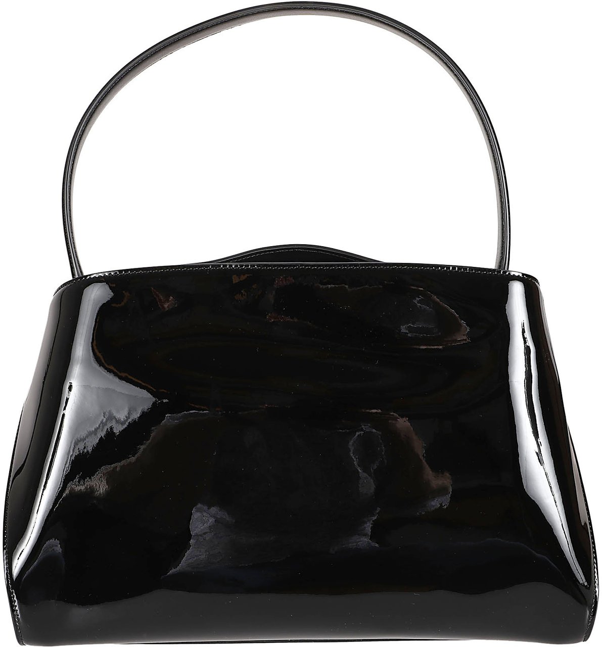 Ferragamo Curved Silhouette Bag with Gold Buckle Details Zwart