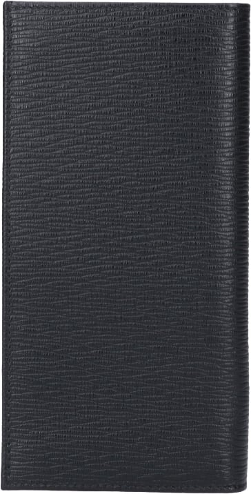 Ferragamo Black Organizer Gancini Pebbled Leather Wallet Zwart