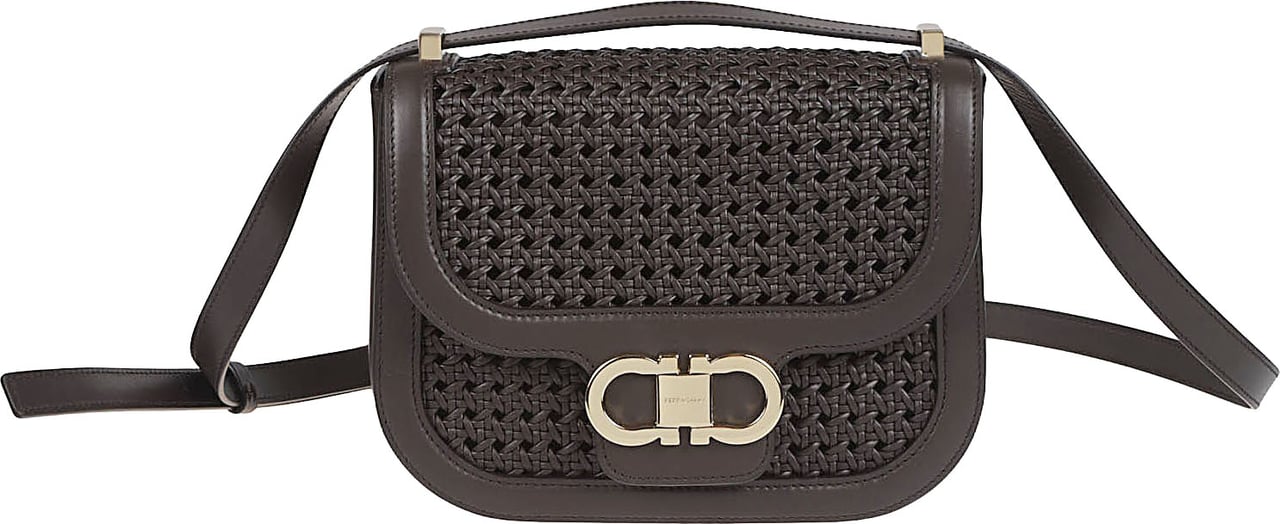 Ferragamo Handwoven Mini Borsa in Calf Leather Grijs