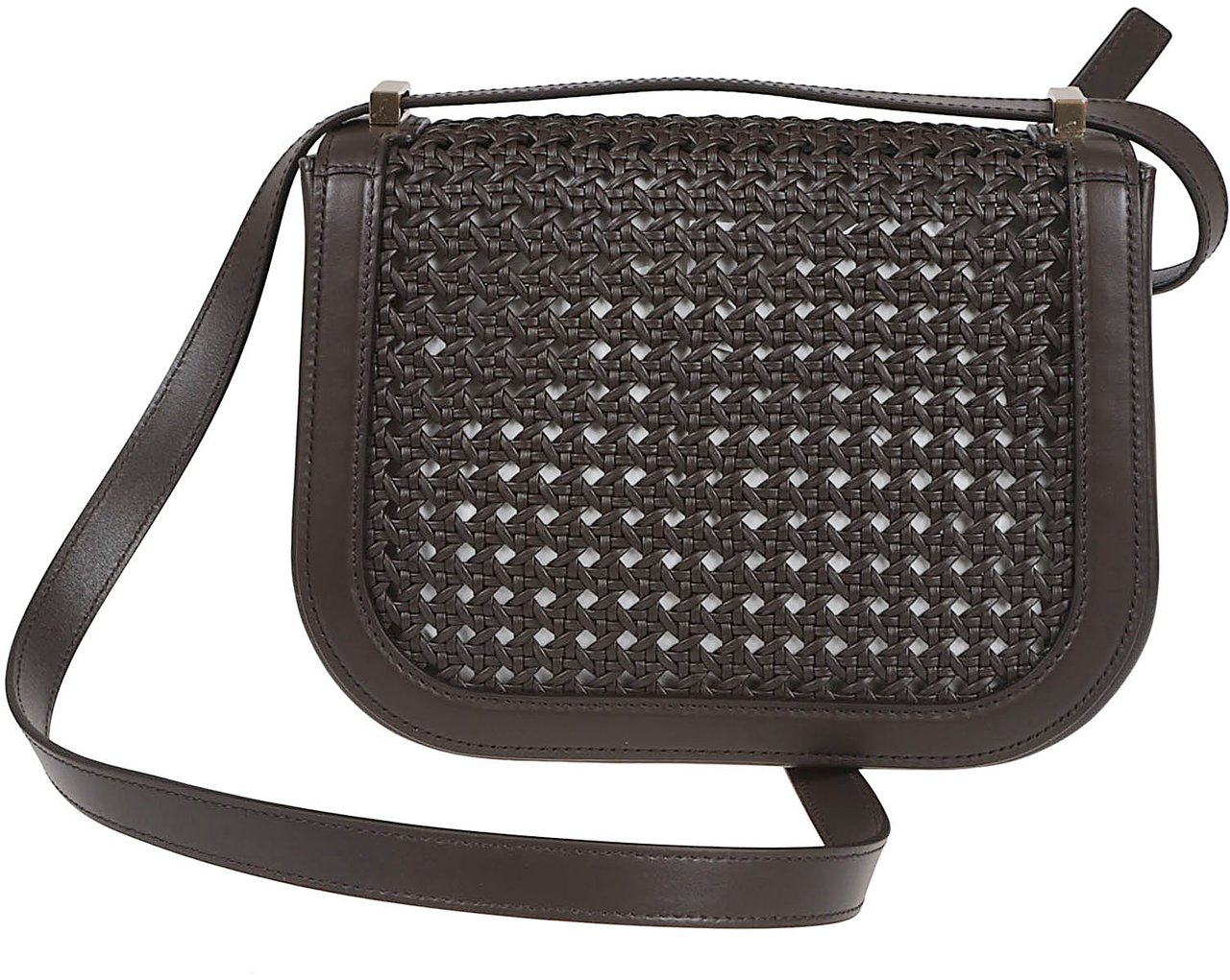 Ferragamo Handwoven Mini Borsa in Calf Leather Grijs