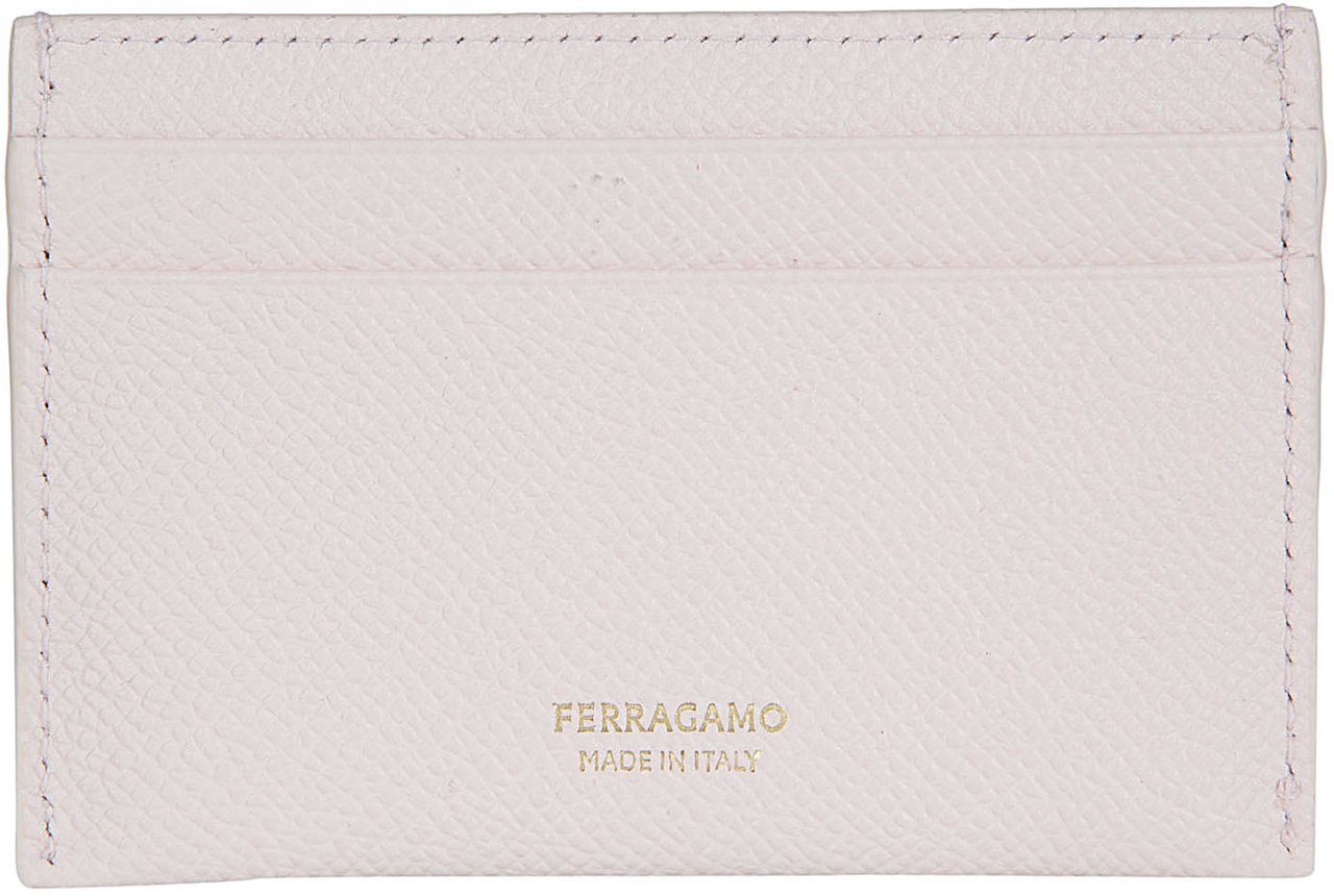 Ferragamo Textured Leather Cardholder with Antique Gold Ornament Wit
