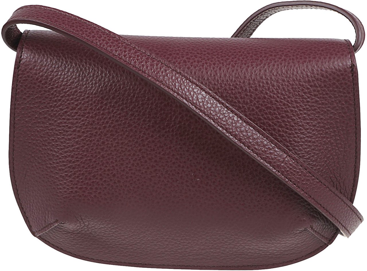 Ferragamo Mini Pebbled Leather Flap Bag with Gancini Hardware Maroon