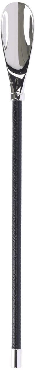 Ferragamo Black Leather Silver Brass Shoehorn Zwart