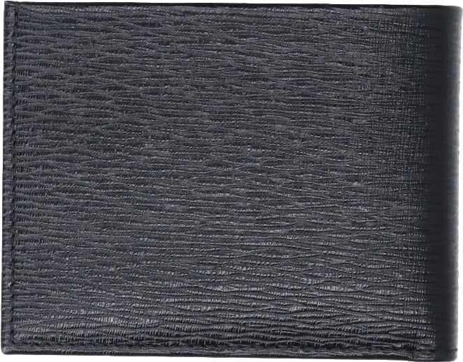 Ferragamo Black Gancini Leather Bi-Fold Wallet Zwart
