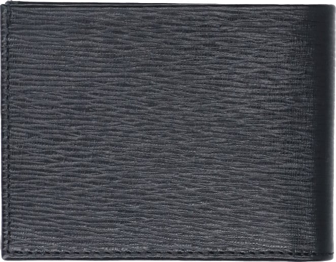 Ferragamo Black Gancini Leather Bi-Fold Wallet Zwart