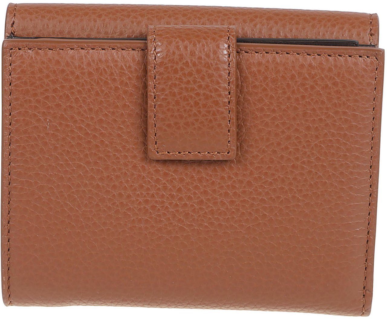 Ferragamo Compact Pebbled Leather Wallet with Double Gancini Buckle Bruin