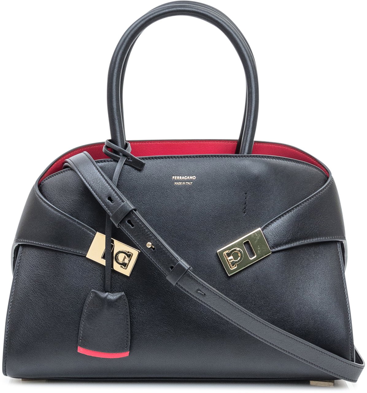 Ferragamo Ferragamo Borsa Hug Th in Pelle Nera Zwart