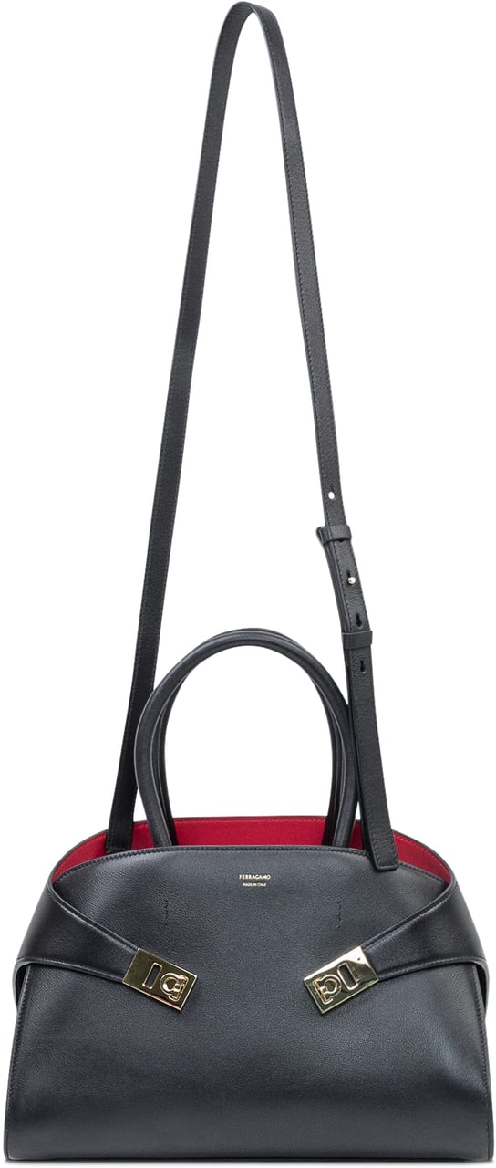 Ferragamo Borsa Hug con Doppi Manici Zwart