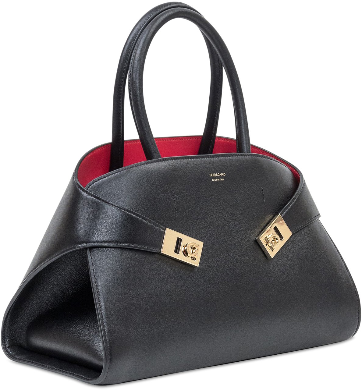 Ferragamo Borsa Hug con Doppi Manici Zwart