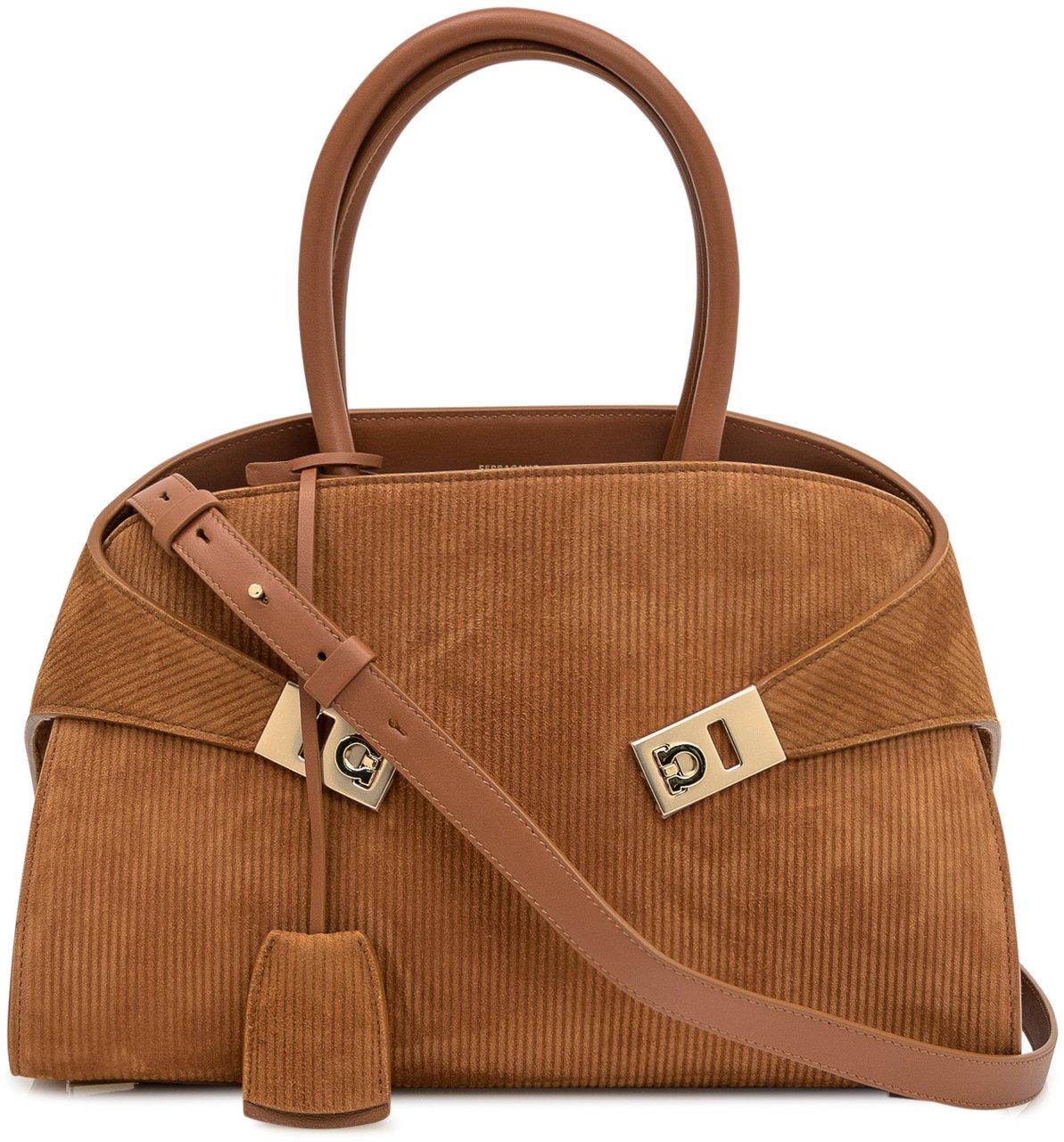 Ferragamo Ferragamo Borsa a Mano in Camoscio Marrone Bruin