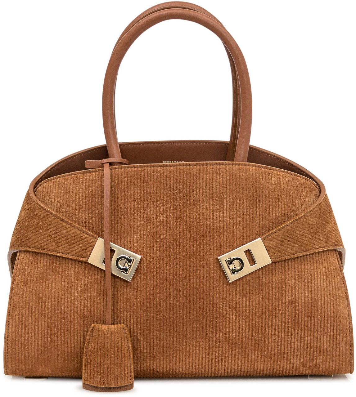 Ferragamo Ferragamo Borsa a Mano in Camoscio Marrone Bruin