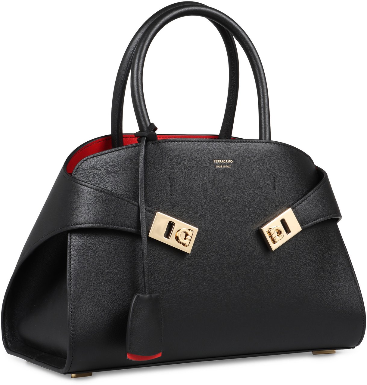 Ferragamo Hug S leather handbag Zwart