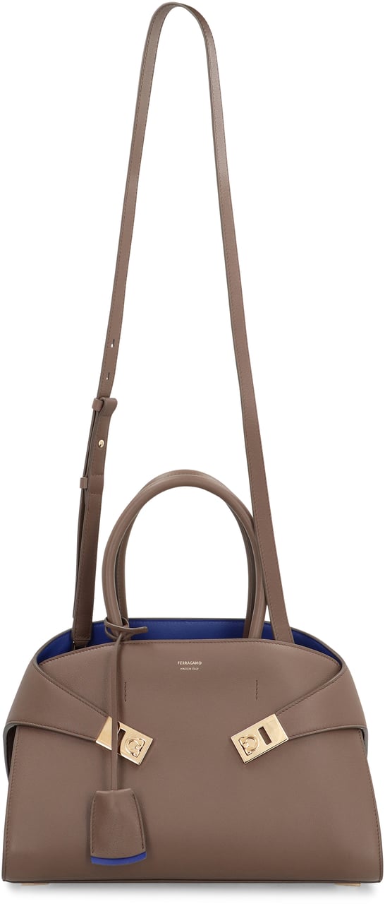 Ferragamo Hug S leather handbag Bruin