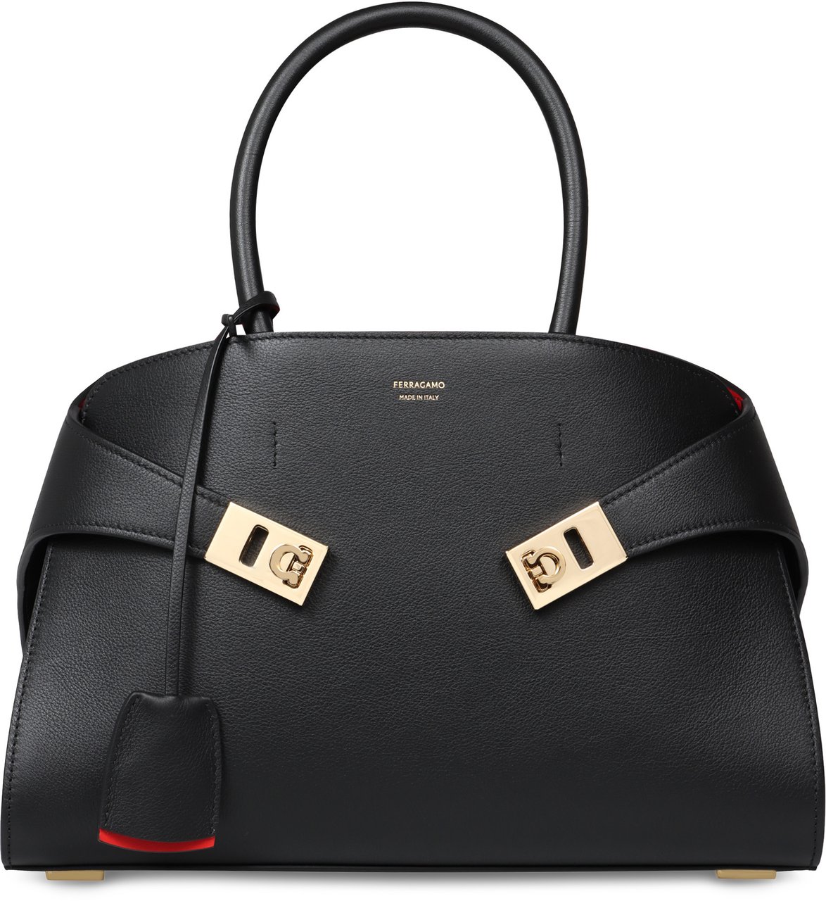 Ferragamo Hug S leather handbag Zwart