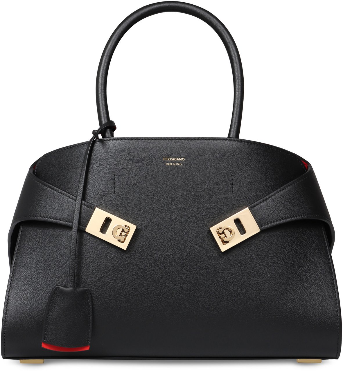 Ferragamo Hug S leather handbag Zwart